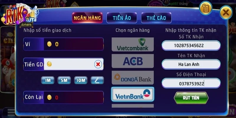 Game thủ phải đáp ứng số dư acc phải đủ để chi trả các loại phí