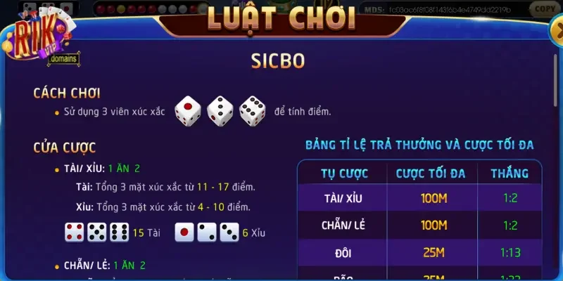 Nắm được quy tắc Sicbo mới giúp bạn đặt cược chuẩn xác 